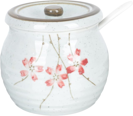 [BRSRABAFOR7A2YL4] Cabilock Ceramic Spicy Flour Jar with Spoon Medium Elegant Food Storage Container for Salt Sugar Spices Safe and Stylish Kitchen Accessory