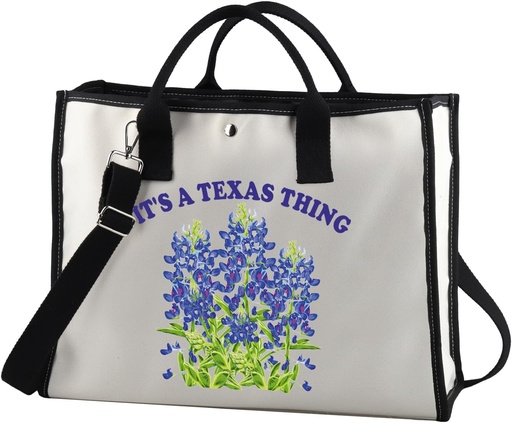 [BRSROGD2PJ4AM2D3] JXGZSO It's a Texas Thing Bluebonnet and Yellow Rose of Texas Tote Bag Gift For Traveler