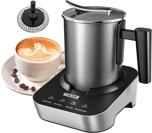 [BRSREZAKCEJWACL5] 4-in-1 Electric Milk Frother and Steamer, Large 13.5oz Stainless Steel Pitcher, Hot & Cold Foam Maker and Milk Warmer for Lattes, Cappuccinos, Macchiato,Hot Chocolate, Dishwasher Safe