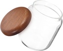 Mobestech 2pcs Glass Storage Jar with Wooden Lid Clear Canister for Storing Cookies Candy and Spices Sealed Container for Organization