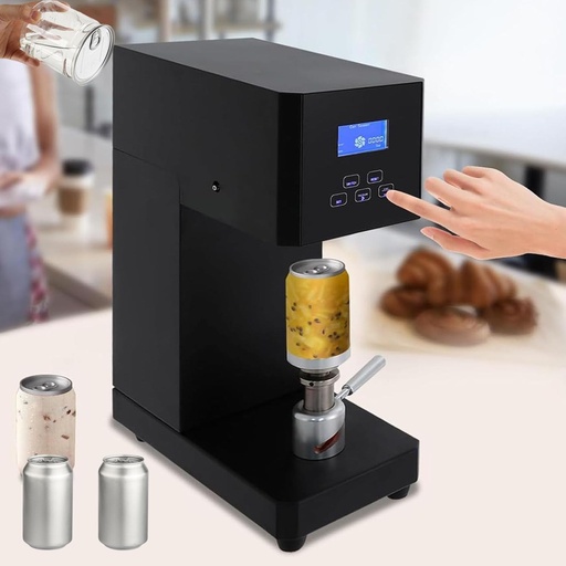[BRSRE2YQBZ5BYA3Z] Semi Automatic Can Sealer Machine, 370W Commercial Automatic Cup Sealing Machine, with Intelligent Panel & Counting, Commercial Soda Can Sealer, Glass Plastic Tin Can Cup Can Sealer