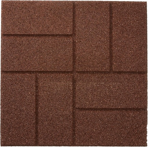 [BRSRMFLRDFYROF3B] Rubberific Dual Sided Square Rubber Paver Floor Tiles 16" X 16" X 3/4" Thick for Patios and Yards and Gardens (16, Brown)