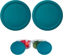 7 Cup Replacement Lids/Covers for Pyrex 7201-PC, Anchor Hocking & Klare Ware Storage Bowls (Glass Container Not Included) Microwave, Freezer & Top Rack Dishwasher Safe (Turquoise, 2 Pack)