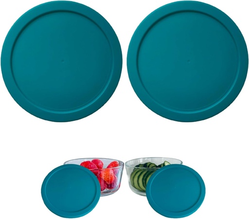 [BRSW2YL7BUPGCALB] 7 Cup Replacement Lids/Covers for Pyrex 7201-PC, Anchor Hocking & Klare Ware Storage Bowls (Glass Container Not Included) Microwave, Freezer & Top Rack Dishwasher Safe (Turquoise, 2 Pack)