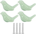 Yosoo 4-Piece Set of Ceramic Knobs - Bird Shaped Decorative Drawer Knobs for Cabinets, Cupboards, Doors - Single Hole DIY Furniture Hardware Accessories