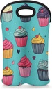 Cupcakes Cute Wine Carrier Tote Bag 2 Bottles Colorful Beer Water Bottle Tote with Carry Handle Carrying Protective Holder Bag for Travel Party Picnic