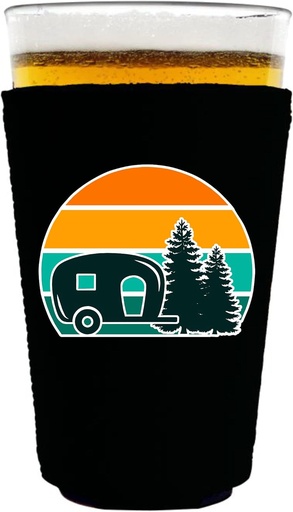 [BRSW2EDQO4OR4YL6] Retro Camper Pint Glass Coolie (2 Pack, Black)