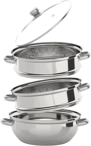 [BRSW2ZA3CUIGKYLV] 3 Tier Stainless Steel Steamer Cooking Pot Steaming Cookware