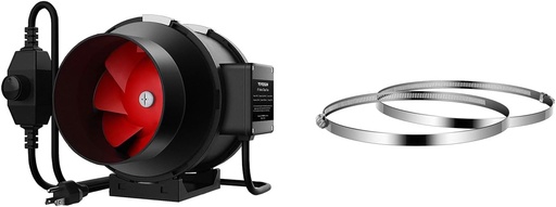 [BRSW2BT2AQCREA3A] VIVOSUN 6 Inch 390 CFM Inline Duct Fan - Stainless Steel Air Ducting Clamps