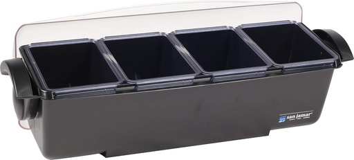 [BRSWIYYLCINQIE34] San Jamar Dome Garnish Center 4 Tray with Dome Lid for Kitchen, Bar, and Restaurants, Plastic, 12 Pints, Black