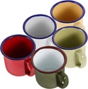 Cabilock Vintage Enamel Tea Mugs Set of 5 Multi-Color Small Cups for Coffee Hot Pot Camping Picnics and Parties with Comfortable Grip and Easy to Clean