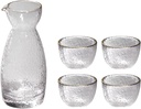 Glass Sake Cup Set Handmade Clear Cups Hammered Matte Glass Sake Set One Pot Four Wine Glass Sake Cup (A)