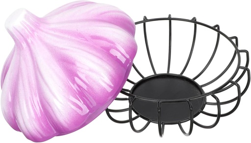 [BRSREZYQAEIAO2DO] PRETYZOOM Garlic Ginger Storage Basket Kitchen Ceramic Storage for Onion Garlic and Ginger Home Iron Hollow Design for Food Organization