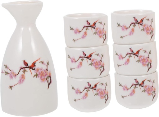 [BRSRAAT3CACR4ALD] Creative Japanese Sake Set Vintage Ceramic Kettle with Matching Cups Smooth Surface Sake Drinkware for Home Tea Parties Hotels and Restaurants