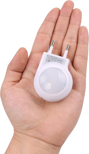 [BRSWGBL3DN7BYH3A] 4 Pack of White EU 2-pin Plug - Portable Plug-in 0.7W Travel LED Night Light with Light Sensor Controlled Dusk to Dawn, No USB Port