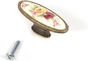 Cabinet Handles, Vintage Ceramic Pulls Decorative Drawer Pulls Knobs Flower Ceramic Bronze Door Handles for Cabinet Cupboard Drawer(5#)