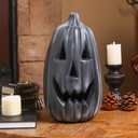 13.4 Inch Black Pumpkin Decoration Large Plastic Jack O' Lantern Reusable Carved Pumpkin Lantern for Thanksgiving Halloween Fall Indoor Outdoor Decor Party Centerpiece