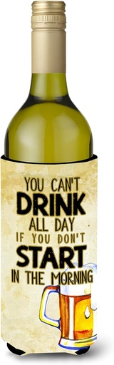 [BRSWKHY2AYNW23LB] Caroline's Treasures BB5412LITERK Start Drinking in The Morning Beer Wine Bottle Hugger Bottle Cooler Sleeve Hugger Machine Washable Collapsible Insulator Beverage Insulated Holder