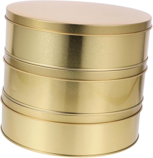 [BRSRABAQBUCBQD3Z] 3pcs Round Cookie Tin Biscuit Box Lids Holiday Candy Storage Jar Tinplate Cookie Containers for Christmas Multi-use Box