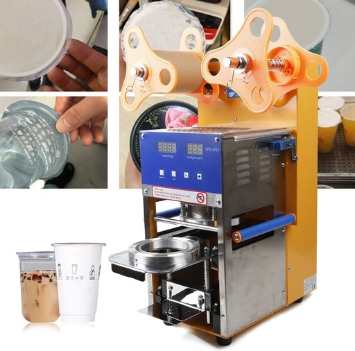 [BRSREAAPBYFQMHL2] Electric Cup Sealing Machine, 400-600 Cups/H Full Automatic Tea Cup Sealer Machine 88/89/90/95mm Commercial Cup Sealer with Automatic Counting Panel for Bubble Milk Tea Juice Coffee, Home Use