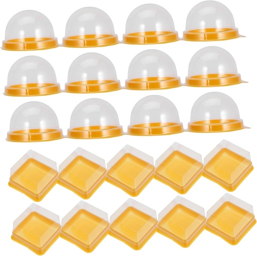 [BRSREHYHA4NAO23A] GLEAVI 100pcs Mini Cake Boxes with Transparent Covers for Egg Yolk Puff Pastry Storage Containers Bakery Supplies for Cupcakes Muffins Cheese and Desserts