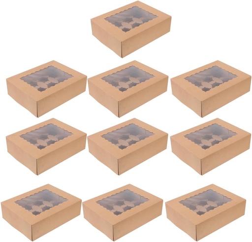 [BRSREZYYOYJRG33O] LIFKOME 10pcs Cupcake Storage Boxes Window Paper Muffin Pastry Containers Portable Bakery Boxes for and Treats for Parties and Events