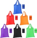 6 Pack Reusable Grocery Bags Washable Foldable Shopping Bags Colorful Large Folding Reusable Bags Lightweight Polyester Fabric