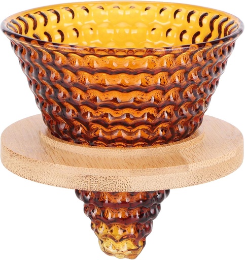 [BRSRM2YODIFAE23G] Coffee Pot Funnel Pour Over Coffee Dripper Reusable Glass Tea Cone Strainer Cone Coffee Dripper Coffee Filter Cup Kettle Brewer Accessories(Brown)