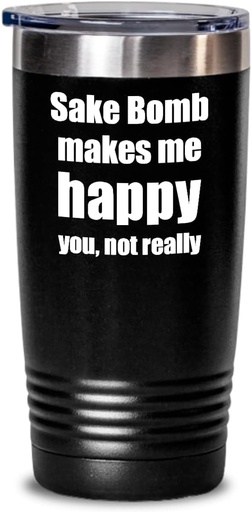 [BRSROHQ2AQMR6FD4] Sake Bomb Cocktail Tumbler Lover Fan Funny Gift Idea For Friend Alcohol Mixed Drink Coffee Tea Insulated Cup With Lid Black 20 Oz