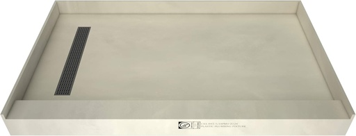 [BRSWIGQ4DEHB2CIZ] Tile Redi RT3460L-PVC-SQBN Shower Pan with Left Drain- Single Curb Shower Base, 2" PVC Drain, and Grate Included, 60" Width x 34" Depth