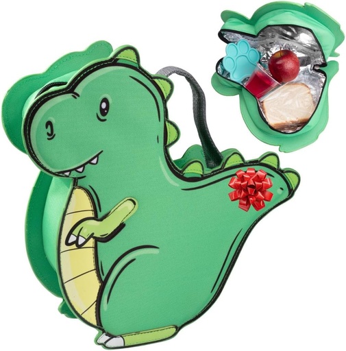 [BRSROFA6DN4AGHIV] Kid's Insulated Dinosaur-Shaped Lunch Box w Strap- Keeps Food Hot or Cold For Hours- Reusable Bag Fits Ice Packs, Bento Containers, Thermoses Easily- Make Back to School Lunches Fun for Boys & Girls