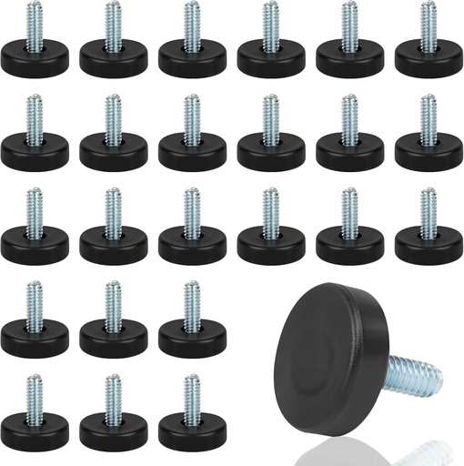 [BRSROFLQOEPBG2DJ] 1/4" Thread Furniture Feet Levelers, 24 PCS Adjustable Furniture Feet Threaded Screw in, Leveling Feet Screw On Furniture Glide Leveling for Table, Cabinets, Chairs, Stool Legs