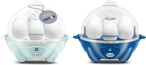 [BRSROZQNAEJRMD3V] Elite Gourmet EGC007M# Rapid Egg Cooker, 7 Easy-To-Peel, Hard, Medium, 16-Recipe Booklet, Mint & EGC700BL Rapid Egg Cooker, 7 Easy-To-Peel, Hard, Medium, Soft Boiled Eggs, Poacher, Omelet Maker, Ocean
