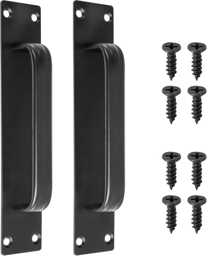 [BRSWYFIYOJ5RSCLA] 2 Pack Aluminum Alloy Sliding Barn Door Handle, 180mm / 7.1 Inch Hole Center Gate Door Handle, Closet Door Pulls with Plate for Kitchen, Cabinet, Bathroom, Closet, 7.9 Inch Long (Black)