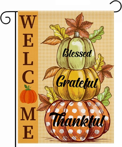 [BRSREZADOEPBOCLZ] OHOME Thanksgiving Decorations - Fall Garden Flag | Double-Side Autumn Decor for Outdoor Indoor Outside - Friendsgiving Welcome Backdrop Banner for Garden Porch Patio Lawn Yard,12x18 Inch