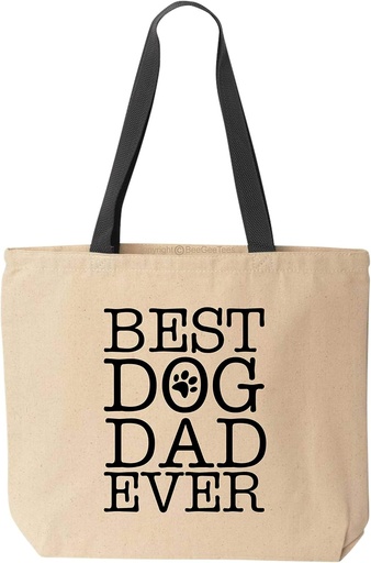 [BRSWGAQPPMAQKG3V] Best Dog Dad Ever Reusable Grocery Shopping Office Natural Cotton Canvas Tote Bag