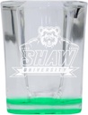 R and R Imports Shaw University Bears 2 Ounce Engraved Shot Glass Square Green Base Officially Licensed Collegiate Product 2-Pack