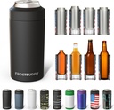 Frost Buddy Universal Can Cooler - Fits All - For Regular 12 & 16 oz or Slim-Size Bottles - Insulated Double-Walled Stainless Steel (MatteBlack)