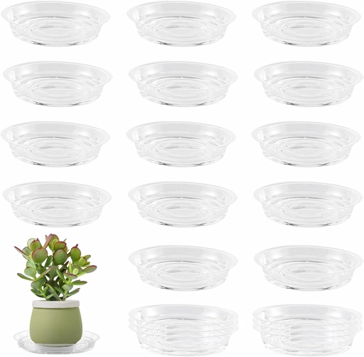[BRSWYYA6DIFWC3LX] 20 Pack 6 Inch Plant Saucers Clear Plastic Plant Saucer Drip Trays Small Plant Plate Dish for Indoor Flower Pots and Planters, Bulk