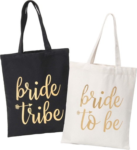 [BRSWGBANAFYBOADH] Pop Fizz Designs Bride Tribe Bags- Bridesmaid Canvas Totes and Bride Bag (7 pack)