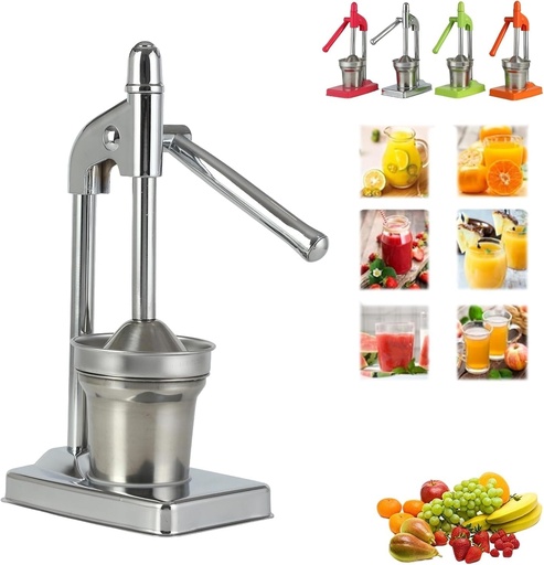 [BRSREA34OUFAKCDK] Cast Iron Juicer Hand Press - Heavy Duty Cast Iron Manual Juicer, Stainless Steel Lemon Squeezer, Lime Citrus Crusher Machine for Fresh Lemonade and Orange Juice (Silver)