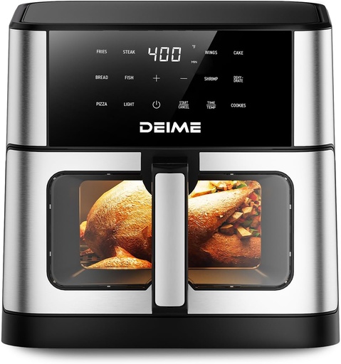 [BRSRAGQYDMBWCCT4] DEIME Air Fryer 10.2 QT Oilless 1700W Large Capacity Oven Air Fryers Healthy Cooker with 10 Preset, Large AirFryer for Families Visual Cooking Window, Non-Stick Basket, Included Recipe