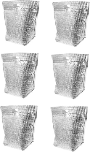 [BRSREGIOBMORQYA6] Cabilock 6Pcs Heat Insulated Food Thermal Bags with Zipper Silver Takeout Tote Bags for Fresh Keeping Hot and Cold Food for Home Picnic and