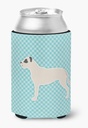 Caroline's Treasures BB3767CC Dogo Argentino Checkerboard Blue Can or Bottle Hugger Cooler Washable Drink Sleeve Collapsible Beverage Insulated Holder, Can Hugger, Multicolor