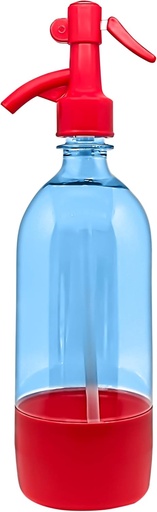 [BRSRAGA6C5YWM3LK] Seltzer bottle for home made seltzer and club soda/vintage style retro seltzer bottle with dispenser (red with blue bottle)