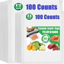 Vacuum Sealer Bags for Food - 200 Count Precut (8"x12"+6"x8") | BPA-Free Commercial Grade | 6X Freshness | Universal Clamp Machine Fit | Ideal for Sous Vide & Meal Prep