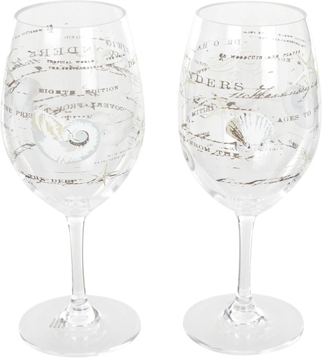 [BRSRAGQRBZYR6H3U] Coastal Home 2 Pk Acrylic Sealife Wine Goblets NO SIZE Clear