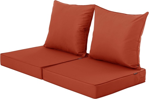[BRSRAATRBMHG23DL] Outdoor Chair Cushions, Waterproof Fade Resistant Deep Seat and Backrest Cushion Set for Patio Furniture, Rust, 22x22 Inch, Set of 2