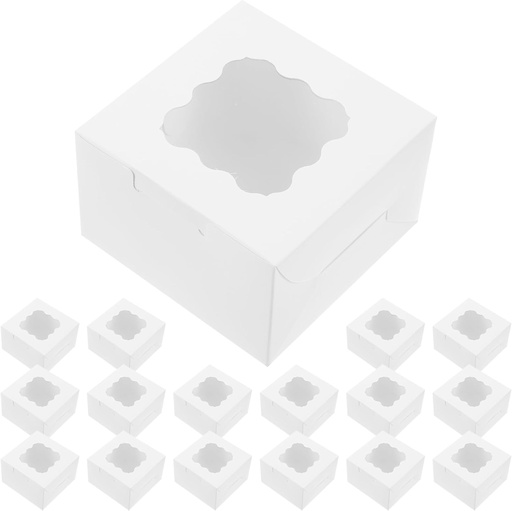 [BRSRAGANDMPR4ALZ] OUNONA 50pcs Biscuit Box Cookie Boxes Cake Boxes with Window Transparent Desserts Baking Clear Translucent Window Cake Boxes Dessert Boxes Cookie Container Bakery Boxes White Kraft Paper