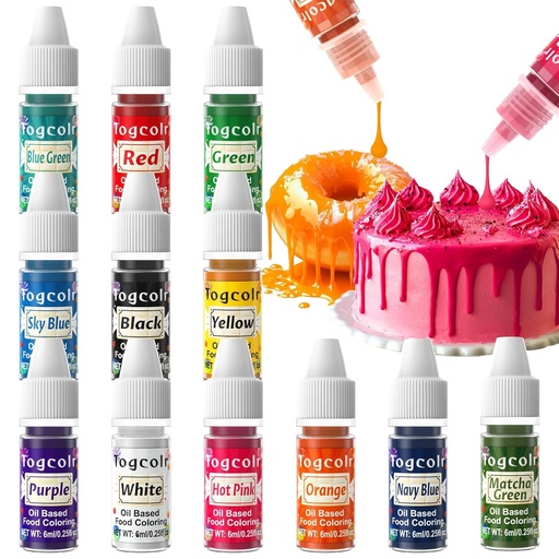 [BRSRAZQTAEOWCCIV] Oil Based Food Coloring - 12 Color Flavorless Food Coloring Set for Chocolate, Colorful Oil-Based Food Dye for Cake Decorating, Candy Melts, Icing, Cookies, Fondant - 0.25 Fl. Oz